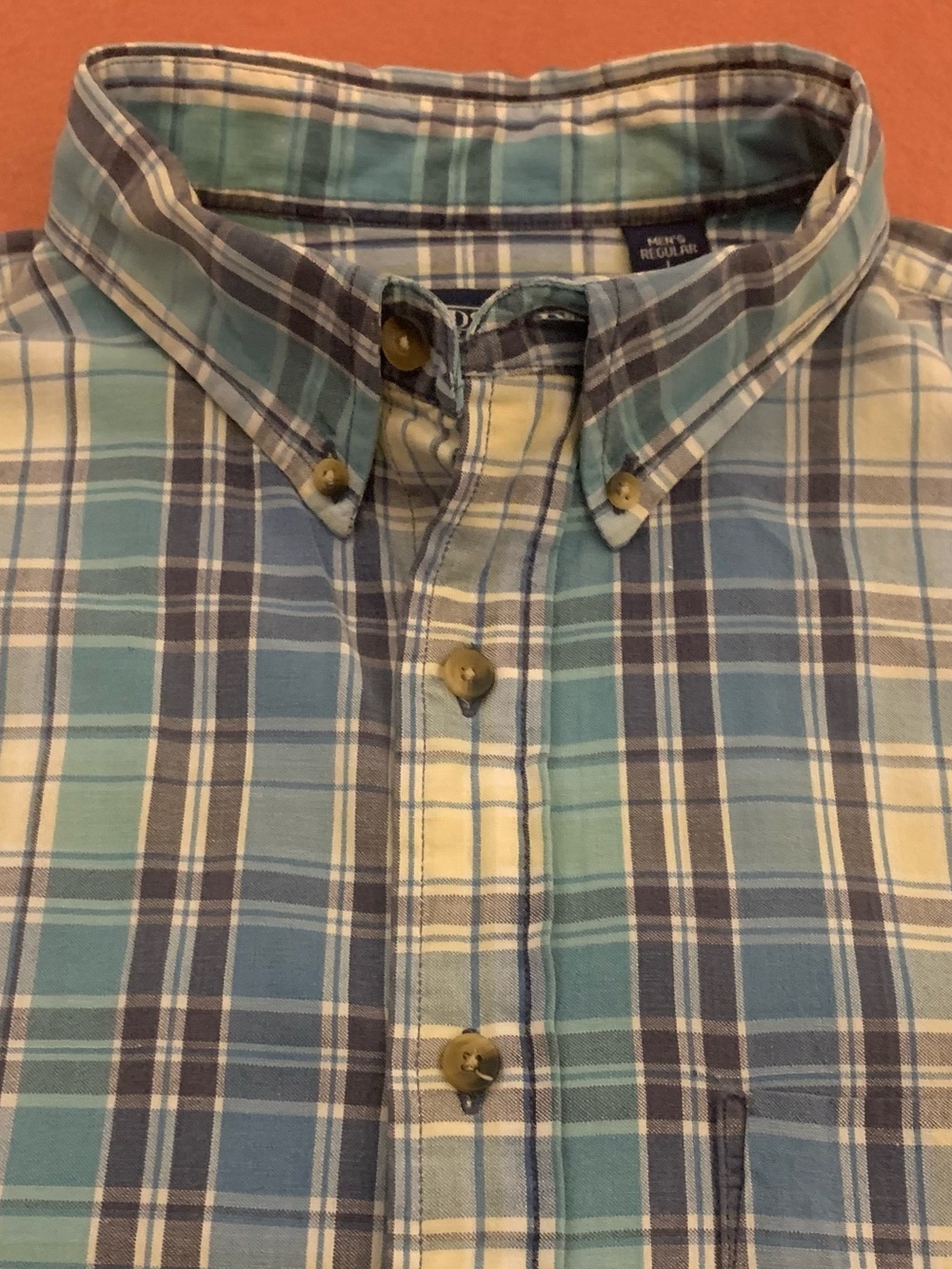 LANDS’ END SS All Cotton Plaid Shirt